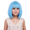 PATTNIUM Light Blue Bob Wig with Bangs Kids Child Short