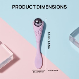 2 Pack Mini Ice Roller for Face and Eyes, Portable Stainless Steel Facial Massage Tool with Cream Spoon for Travel, Dark Circles and Puffiness Relief (Blue, Purple)