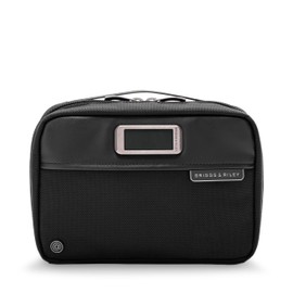 Briggs & Riley Tech Pouch Kit - Electronics Organizer Travel Case, Cable Storage Bag for Cords, Hard Drives, & Tech Accessories, Water Resistant, Leather Touchpoints, Durable Fabric - @work, Black