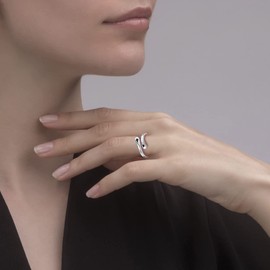 Faith Hope Love Ring Sterling Silver: Self Love Rings for Women Adjustable Wrap Open Ring Black Heart Finger Band Rings Encouragement Jewelry Gifts for Women