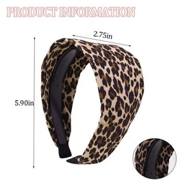 Leopard Wide Headband Cheetah Print Hairbands for Women Girls Workout Yoga Hair Bands for Thick Thin Hair Styling Accessories, Coffee Color