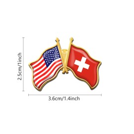 6/ Pack -American Switzerland Friendship Flag Pins Bulk -1.4” Metal US USA Swiss Lapel Pins Badge Button Button Souvenir