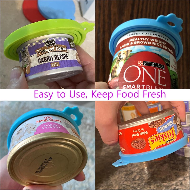 Giozoc 4 Pack Pet Food Can Cover Silicone Can Lids