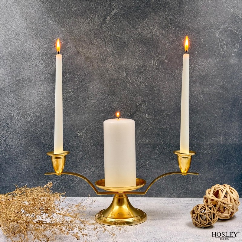 Hosley Gold Metal Unity Candle Holders for Wedding Ceremony Set.