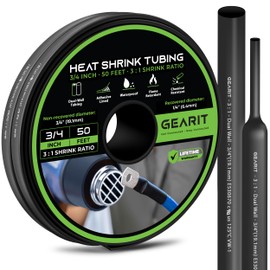 GEARit 3/4 inch Heat Shrink Tubing - 3:1 Ratio Adhesive Lined, Marine-Grade Waterproof Industrial Shrink Wrap, Dual-Wall Tubing, UL Approved - 50FT Roll - Black