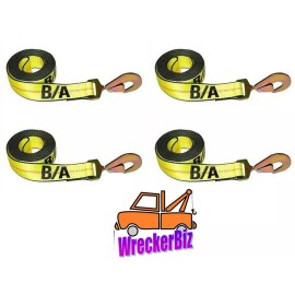 BA Qty. 4, 38-200-L 14' Replacement Strap, Rollback, Flatbed Tie Down w/ Snap Hook