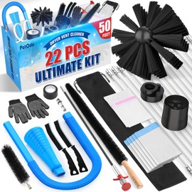 Petode 22-Piece 50-Feet Dryer Vent Cleaner Kit, Dryer Vent Cleaning Kit Lint Remover with Dryer Vent Brush, Vacuum Hose Attachment Cleaning Tools, Flexible Lint Trap Brush, Vacuum & Dryer Adapters