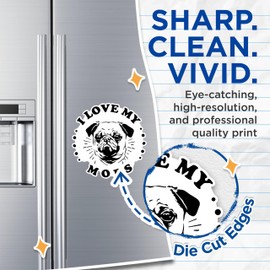 (2 Pack) I Love My Mops Magnets - Cute Dog Lover Magnets - Pug Owner Magnets - Puppy Decor Magnets for Home- 5" On Longest Side - for Fridges, Toolboxes, Cars - Made in USA - MAG2974