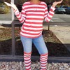 Ezsskj Where's Waldo Costumes Womens Red and White Striped Shirt