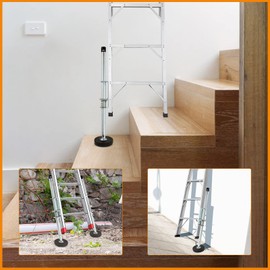 BEAMNOVA 2Pcs/Set 20" Adjustable Ladder Leveler, Retractable Threaded Anti-Slip Base Ladder Steel Fittings Support Feet Balance Feet Stabilizer,Ladder Leg Leveler,Ladder Extension Legs