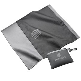 Saint-Eaz Portable Seat Cover - Grey | 56 cm x 46 cm (Unfolded) | Waterproof Material | Easy Fold | Ideal For Public Chairs Office Dining Room Bus Car Train | Clips to Bag Easily | Rectangular Shape