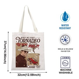 TOBGBE 90s Movie Lover Gift Tornadeo Movie Shopping Bag Hurricane Gift Western Cowboy Tornado Wrangler Canvas Bag (Tornadeo Tote)