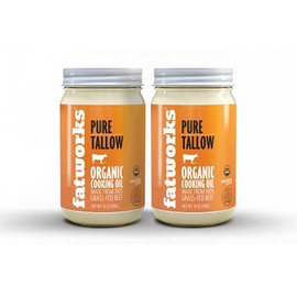 Fatworks Organic Grass-Fed Beef Tallow, Certified Organic Non-Gmo Pasture-Raised Beef Tallow, sourced from several small family ranchers, KETO friendly, exclusive to Fatworks, 14 oz.