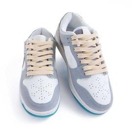 VSUDO 70 cm Double Layer Flat Cream Shoe Laces for Trainers, 9mm Wide Off White Shoelaces for Trainers, Beige Sneakers Laces for Women or Men (1 Pair-Beige-070cm)