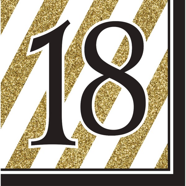 Pack of 192 Gold and White Striped with Black"18" and