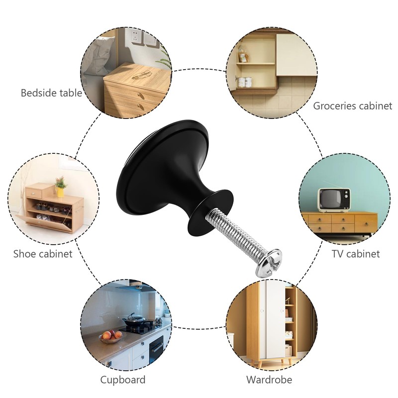 SUNOYA Pack of 30 Furniture Knobs, Matte Black, Drawer Knobs,