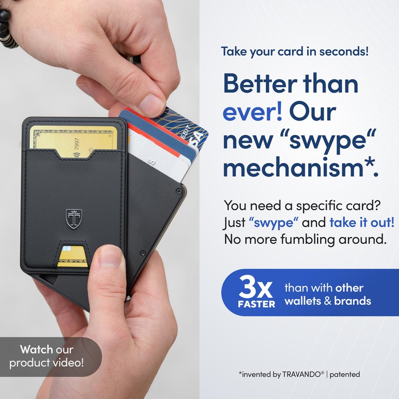 TRAVANDO Swype Slim Wallet for Men Metal RFID Blocking Mens