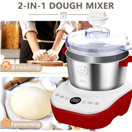 AIZIYO DoughChief, 5.3QT Dough Mixer, Dough Maker with Ferment Function, Touch Panel Control, 304 Stainless Steel Bowl, Removeable lid, Dough Proofing Box for Pizza, Bread, Pasta & Mochi