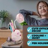 Ennotek Cute Animal Table Top Pink Fan USB-C, Fun Office