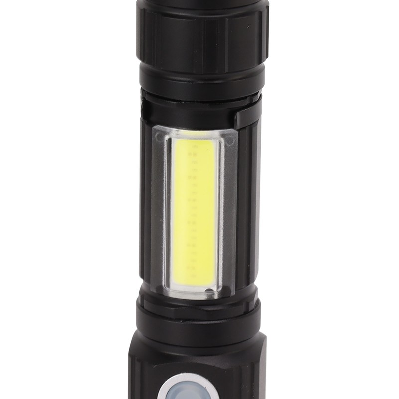 LED Flashlight USB Magnetic Charging 7 Gears Zoomable Black Light