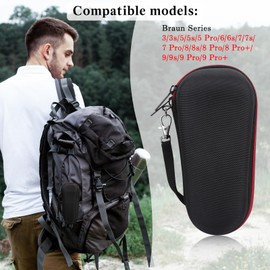 SyuCeia Electric Razor Case - Electric Shaver Case for Braun Series 3/3s/5/5s/5 Pro/6/6s/7/7s/7 Pro/8/8s/8 Pro/8 Pro+/9/9s/9 Pro/9 Pro+ Razor Travel Case,Shaver Case for Travel Razor Case (Red)