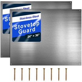 Pelopy 24 by 36 Inch Reversible Stainless Steel Backsplash Metal Backsplash Kitchen Stove Behind Metal Sheet Panels with 4 Pre Drilled Holes and Screws for Wall Protector(2 Packs)