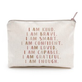 Soy amable, inteligente y amada, afirmaciones para niñas, estuche de maquillaje, bolsa para mujeres, lindos bolsos de regalo para niños, papelería para niños, bolsa con cierre, regalos para la vuelta al cole, bolsa de maquillaje