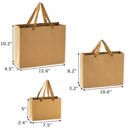 Lyellfe 45 Pieces Brown Gift Bags, Heavy Duty Kraft Paper Bags with Handle Bulk, Assorted Recycled Shopping Retail Merchandise Bags for Valentines Day, Birthday, Wedding