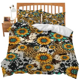 Sunflower Bedding Set Twin Queen King Full Size Yellow Floral Comforter Set for Kids Teens Boys Girls Man Women Bedroom Decor Flower Cozy Quilt Bedspread Sunflower Bed Duvet Cover Gifts 104"x90"