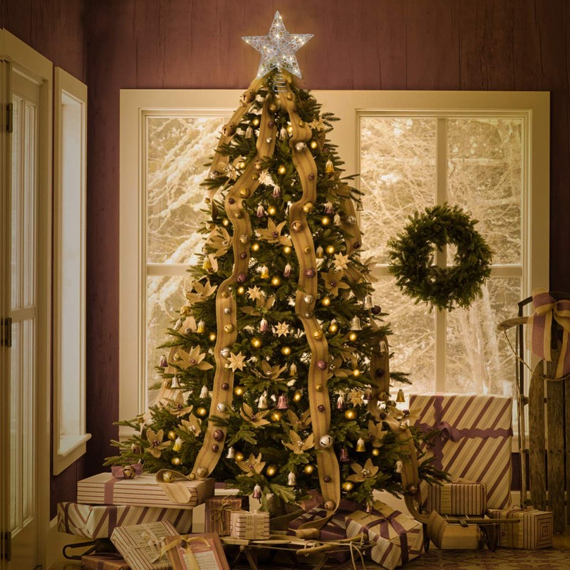 Toyvian Christmas Tree Topper Star,Christmas Decorations Lighted Wire Xmas Tree