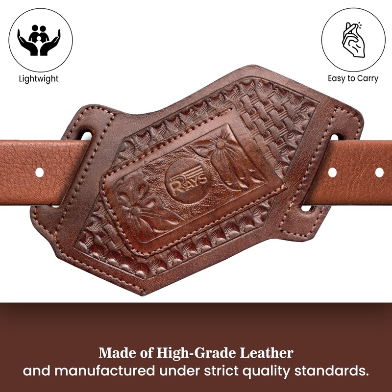 Leather Knife Sheath for Belt Pocket Folding Knife Holder Compact
