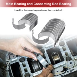 X AUTOHAUX Main Bearing and Connecting Rod Bearing Kit No.1170156010/1304156040 for Toyota Land Cruiser 1988-1989 Engine Crankshaft Rod Bearing Metal Silver Tone 18Pcs