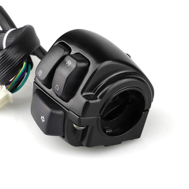 Evomosa Motorcycle Handlebar Switch, 25 mm Push Button Switch, Black,