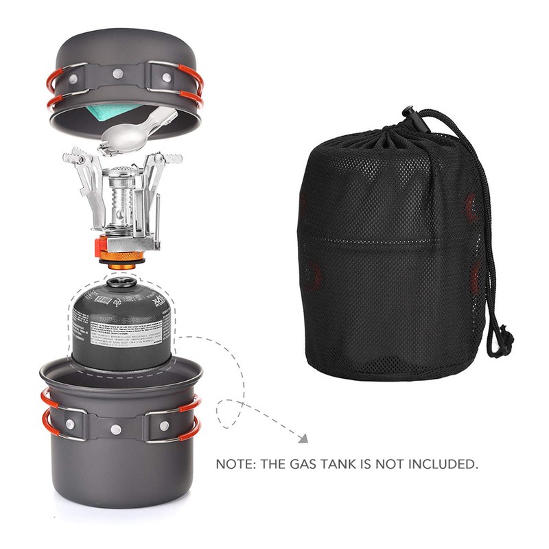 Camping Cookware Set with Camping Stove Folding Spork Cooking Pots