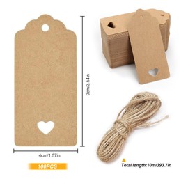 Gift Tags Kraft Paper Pack of 100 Labels Kraft Paper Gift Tags Paper Tags for Labelling for Wedding