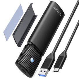 ORICO M.2 SSD External Case M2 SSD Case Supports NVMe / SATA Dual USB3.2 Gen2 10Gbps NVME 5Gbps NGFF SATA PCIe M-Key(B+M Key) 2230/2242/2260/2280 SSD Aluminum Case Tool-Free Support UASP Trim (Color PWDM2-G2A-BK)