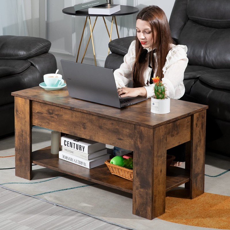 FDW Lift Top Coffee Table with Hidden Compartment and Storage