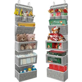 VICTORICH All-IN-ONE Over the Door Organizer, Super Behind the Door Storage Organizer with Door Rack and Large Clear Windows, Wall File Organizer, Hanging Organizer (New Grid Gray)