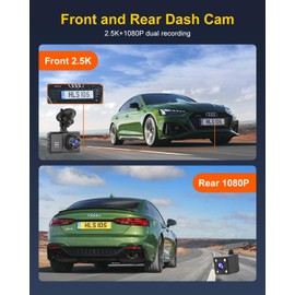 Dash Cam Front and Rear, SPADE 2.5K 1440P Dual Dash Camera for Cars with Night Vision, Wide Angle Mini Car Camera, G-Sensor Parking Monitor Waterproof Driving Camera with 32G SD Card
