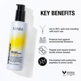 Kenra Triple Repair Split End Mending Serum | Up to 90% Split End Mending with Each Use | Targets & Repairs Weak or Broken Bonds | Split Ends | Damaged Hair | Bond Builder | 6.5 fl. oz. (2-Pack)