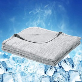LUXEAR Cooling Blanket, Double-Side Cool Blanket with Japanese Q-Max >0.4 Cooling Fiber, 100% Cotton Backing [Oeko-TEX Certified], Absorbs Heat to Keep Adults, Children, Babies Cool on Warm Nights