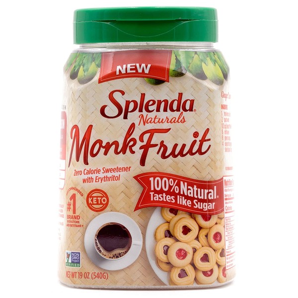 Splenda Naturals Monk Fruit Zero Calorie All Natural Granulated Sweetener - 19 Oz Jar, 19 Oz