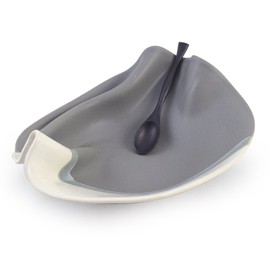 Contemporary Twist Ripple Dish in Grey/White, Handmade Pottery