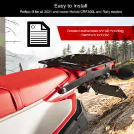 Tusk Top Rack Luggage Carrier Rear Tail Rack Compatible with Honda CRF300L 2021-2024/CRF300L Rally 2021-2024/CRF300L (ABS) 2021-2024/CRF300L Rally (ABS) 2021-2024