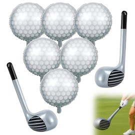 Hole in One Golf Party Decorations Set – 6 Ball Balloons & 2 Golf Club Inflatable Items – 31.5x9.84 Inch – Ideal for Theme Birthdays, Sports Events, and Celebrations