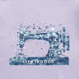 Life is Good Women's Sew Much Love Short Sleeve Crusher Vee (X-Small, Lilac Purple)