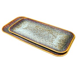 jinsongdafa Porcelain Dinner Plates Platters Set of 2, Main Dish for Steak, Bread, Risotto, Pasta, Salad - Microwave, Oven and Dishwasher Safe, Scratch Resistant durable,Brown