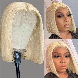 Blonde Bob Wig 613 Human Hair Wig Short 613 Bob Lace Frontal Wig 13x4 Straight Bob Human Hair Wigs #613 Colored Human Hair Wigsstyle: Straight, color: #613, stretched length: 12 inches, Lace Size: 13x4