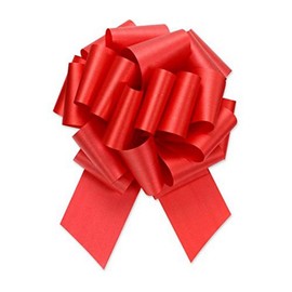 Berwick Offray 1.45'' Wide Ribbon Pull Bow, 5.5'' Diameter with 20 Loops, Imperial Red