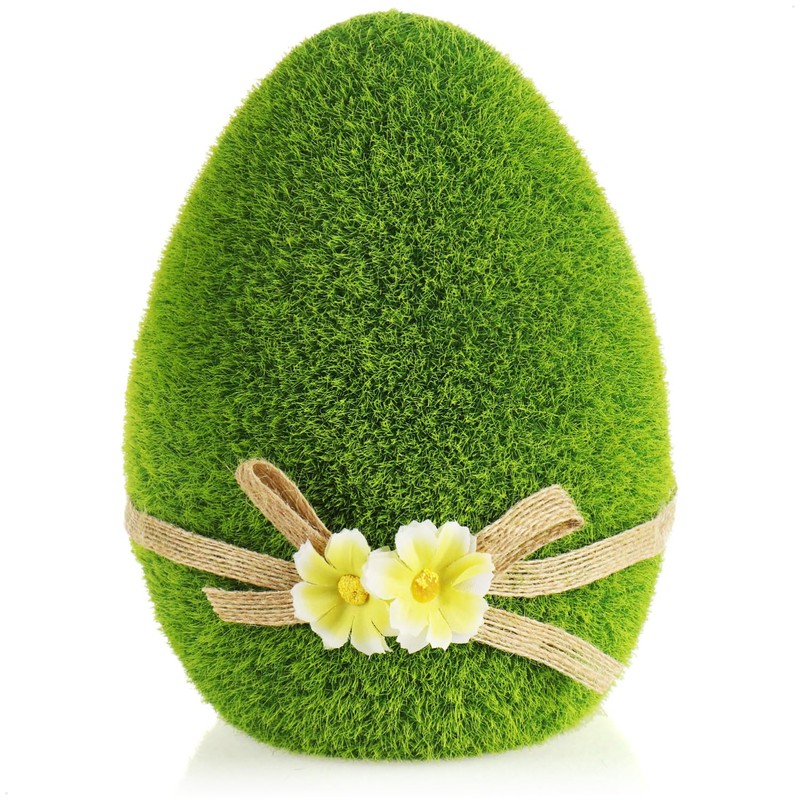 Com-Four® Decorative figures, green ceramic Easter figures, with moss like
